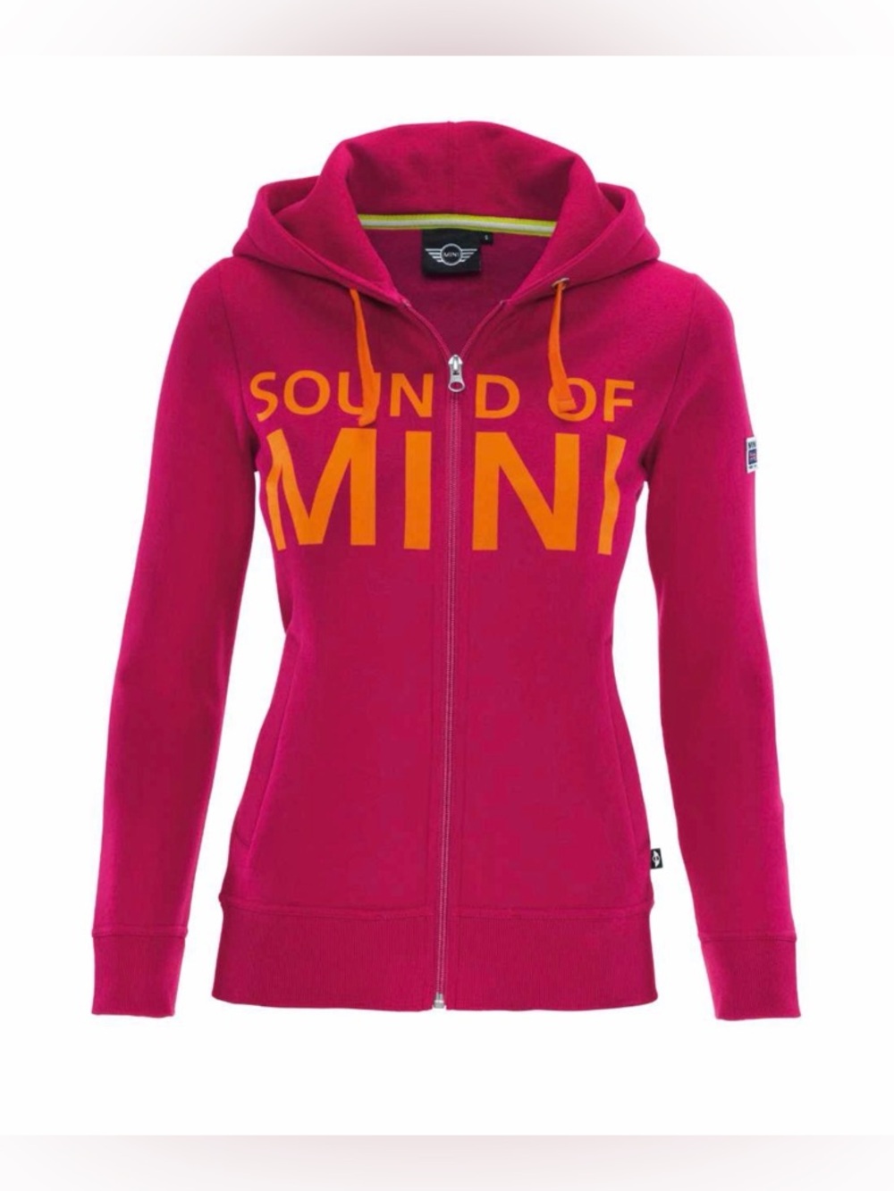 Mini Cooper Magenta Zip Hoodie with Orange Logo Details